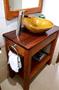 Picture of Single Basin Bathroom Stand with wooden top. 