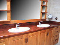 Picture of Twin Basin Bathroom Cabinet with wooded top. 1
