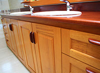 Picture of Twin Basin Bathroom Cabinet with wooded top. 2